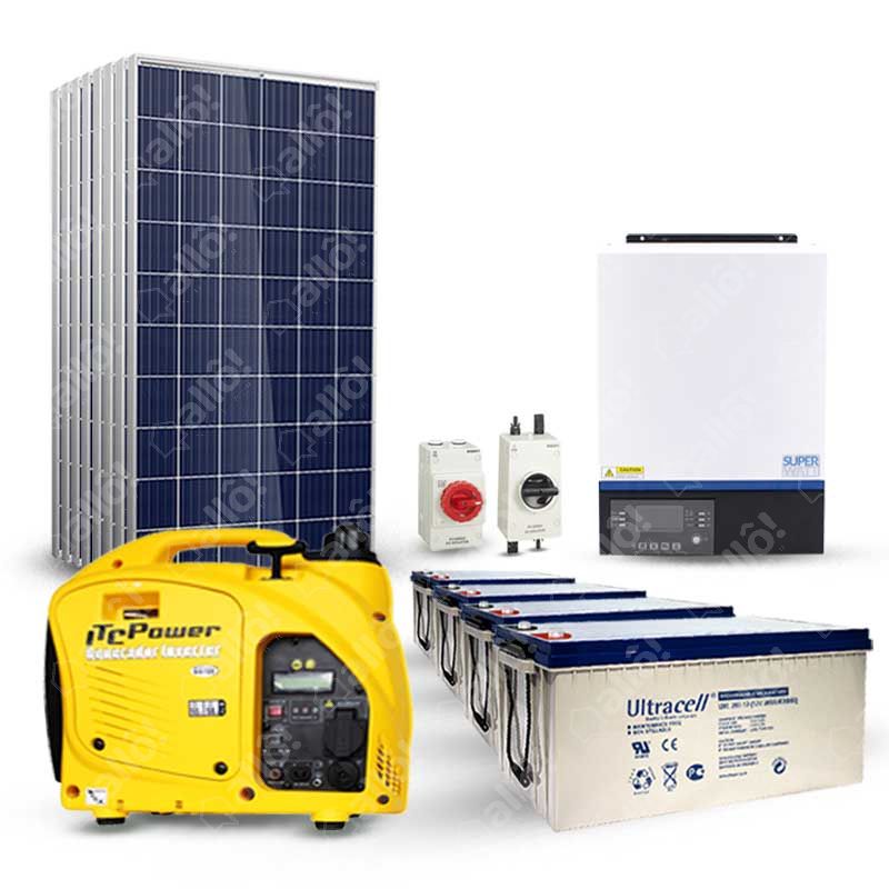 Kit solaire 4000W 230V 100% Autonome Groupe électrogène Stockage 9.6kW
