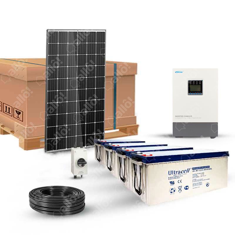 Kit solaire 3000W - 230V - autonome complet - stockage 9.6kW