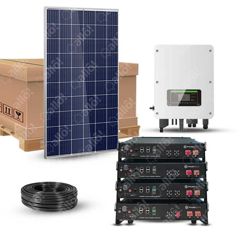 Kit Solaire Photovoltaïque Autoconsommation avec Stockage Lithium Pylontech  - PV 6kWc - 9,6kWh - Batterie 48V - Monophasé