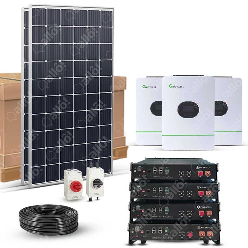 Kit solaire 9000w autonome GROWATT 48V-230V 10KW Stockage Batterie