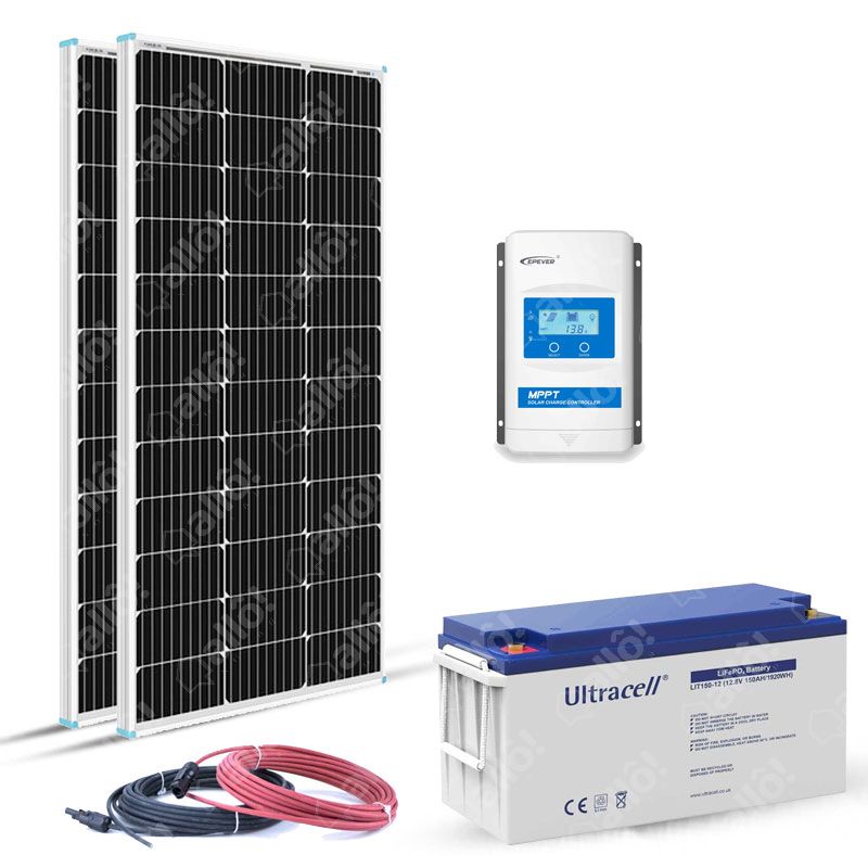Kit solaire photovoltaïque autonome 200Wc Gel 100Ah 500VA 220-240Vac